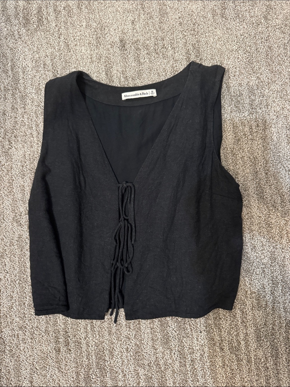 Abercrombie & Fitch Black Tie-Front V-Neck Tank